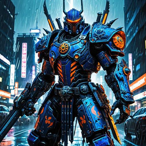 Cyber Samurai in Neon Tokyo Rain