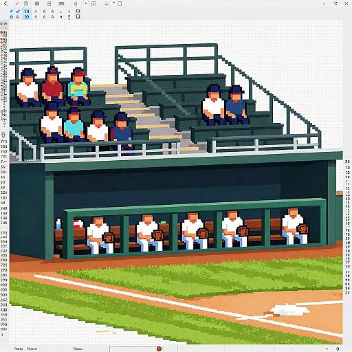 Pixel Art Baseball Dugout Scene