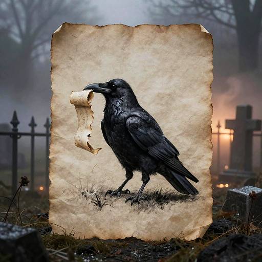 Charcoal Raven in Twilight Graveyard