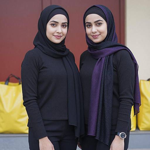Portrait of Two Women in Black Hijabs