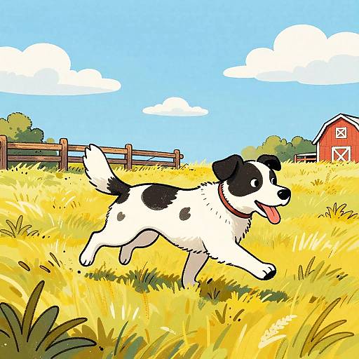 Colorful Cartoon Fox Running Outdoors