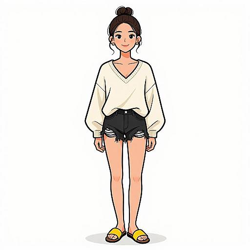 Smiling Woman in Casual Chic Outfit