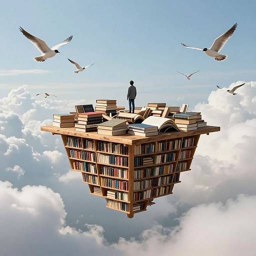 Whimsical Floating Sky Library