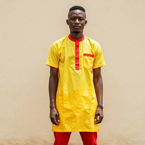 Man in Yellow and Red Owambe Outfit