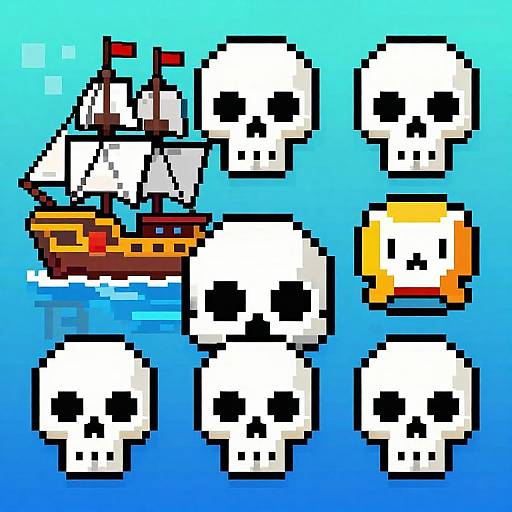 Skull Island Pixel Art Scene