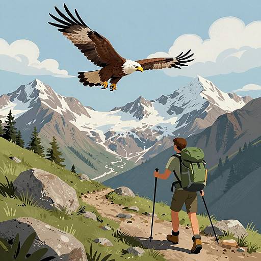 Mountain Hiking with Soaring Eagle