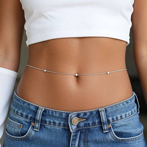Toned Midsection with Silver Belly Chain