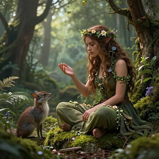 DND Female Druid in Sacred Grove