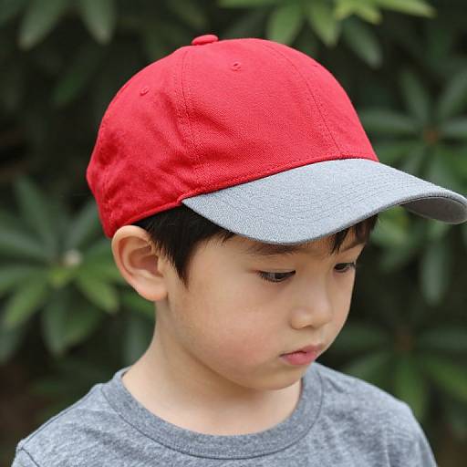 Boy Wearing Red and Gray Hat