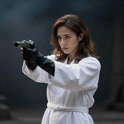 Mysterious Woman with Metallic Object