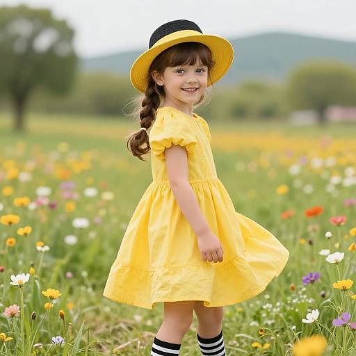 Cheerful Girl in Sunny Meadow