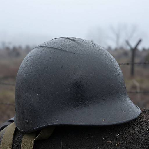 Worn German Soldier Hat on Helmet