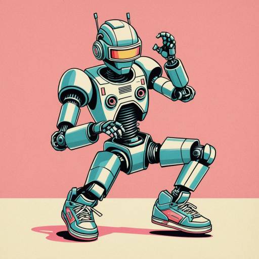 Breakdancing Robot in Retro 90s Style