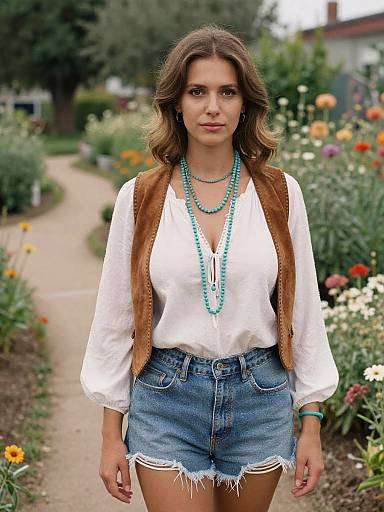 Bohemian Woman in Flower Garden