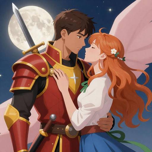 Romantic Embrace Under a Moonlit Sky