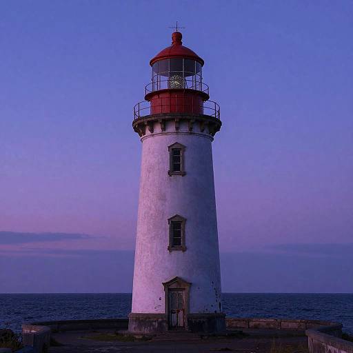 Abandoned Coastal Lighthouse in Neon Twilight