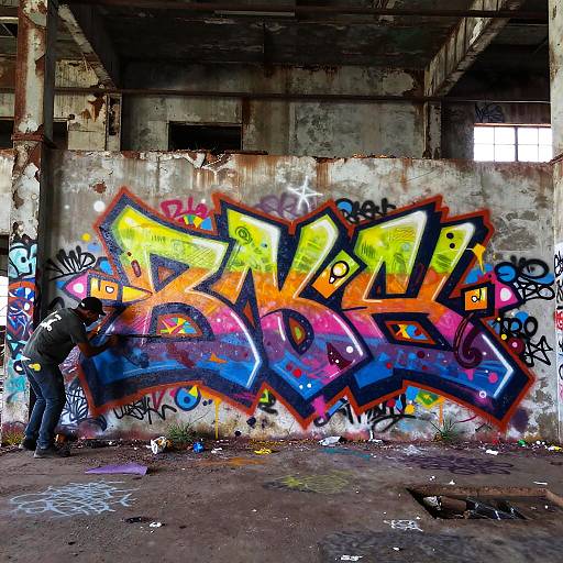 Neon Graffiti in Abandoned Warehouse