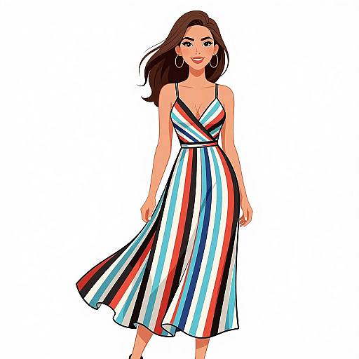 Smiling Woman in Striped Summer Dress