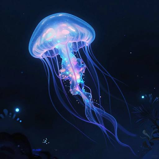 Mystical Neon Jellyfish Illustration