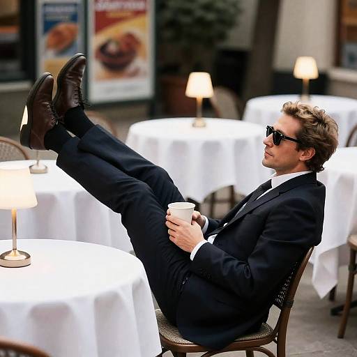 Relaxed Man in Suit Outdoors Photograph