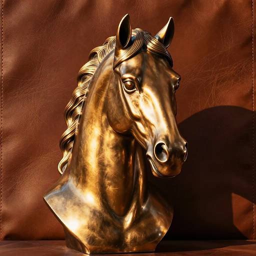Gleaming Bronzed Horse Bust Illustration
