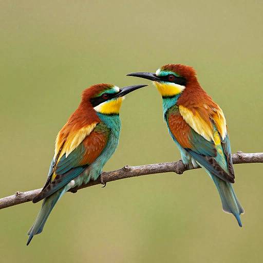 Colorful European Bee-Eaters in Intimate Pose