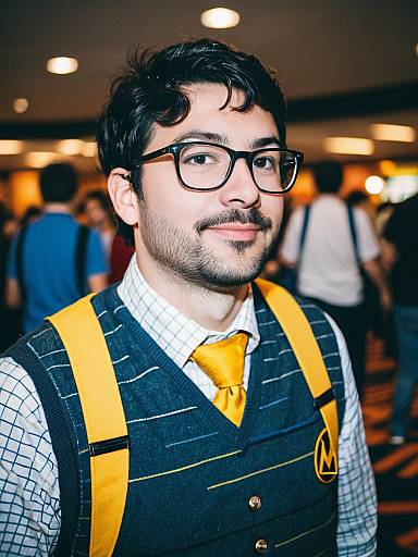 Candid Portrait of Man in Nerd Costume