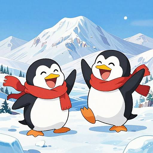 Cheerful Penguin Siblings in Chaos