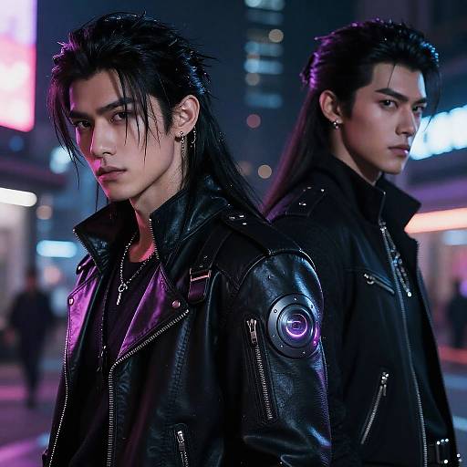 Cyberpunk Male Characters with Neon Hair