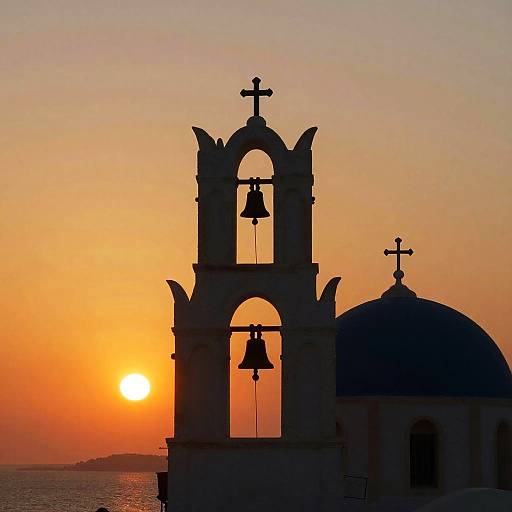 Sunset Silhouette with Bell Tower