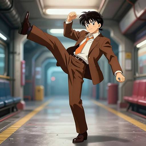 Photorealistic Anime in Vintage Suit
