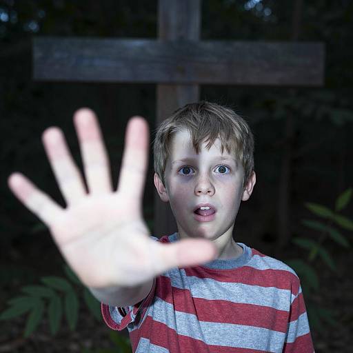 Shocked Boy Reaching for Ghostly Hand