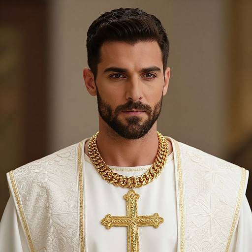 Handsome Man in Ornate White Robe