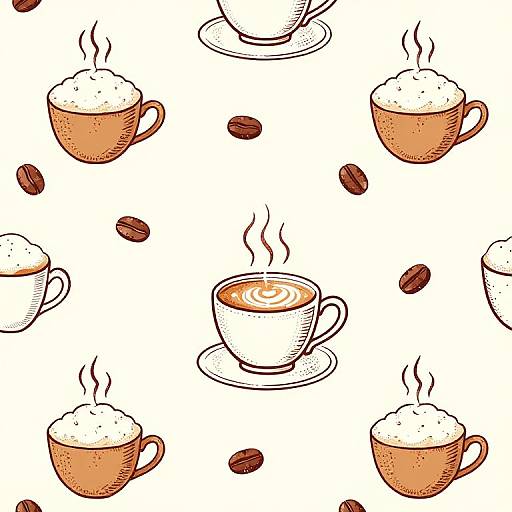 Whimsical Cappuccino Vector Pattern