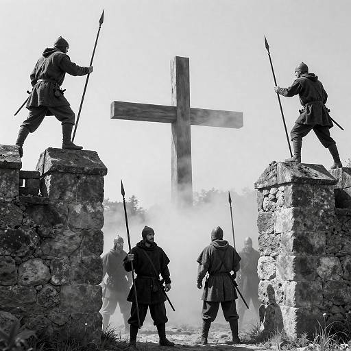 Dramatic Medieval Battle in Black and White