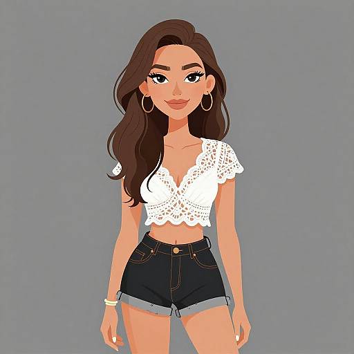 Smiling Bohemian Woman in Casual Outfit