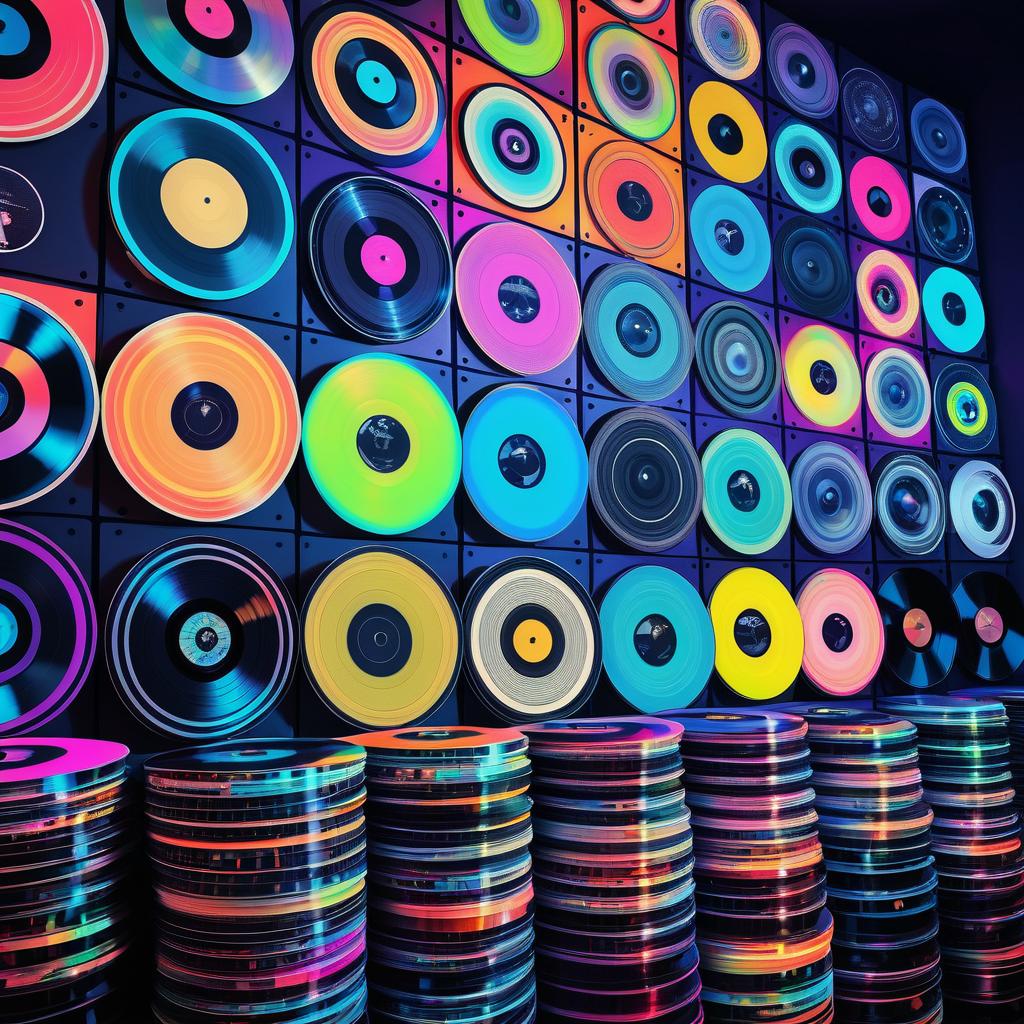 Dynamic Vinyl Record Art Composition