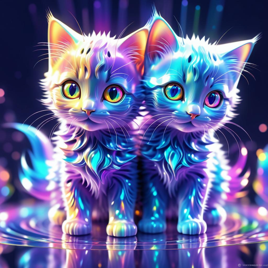 Cute Colorful Kittens in Fractal Wonderland