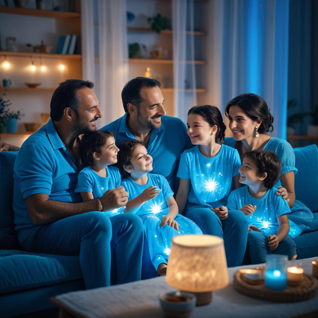 Joyful Italian Family Cozy Evening Portrait