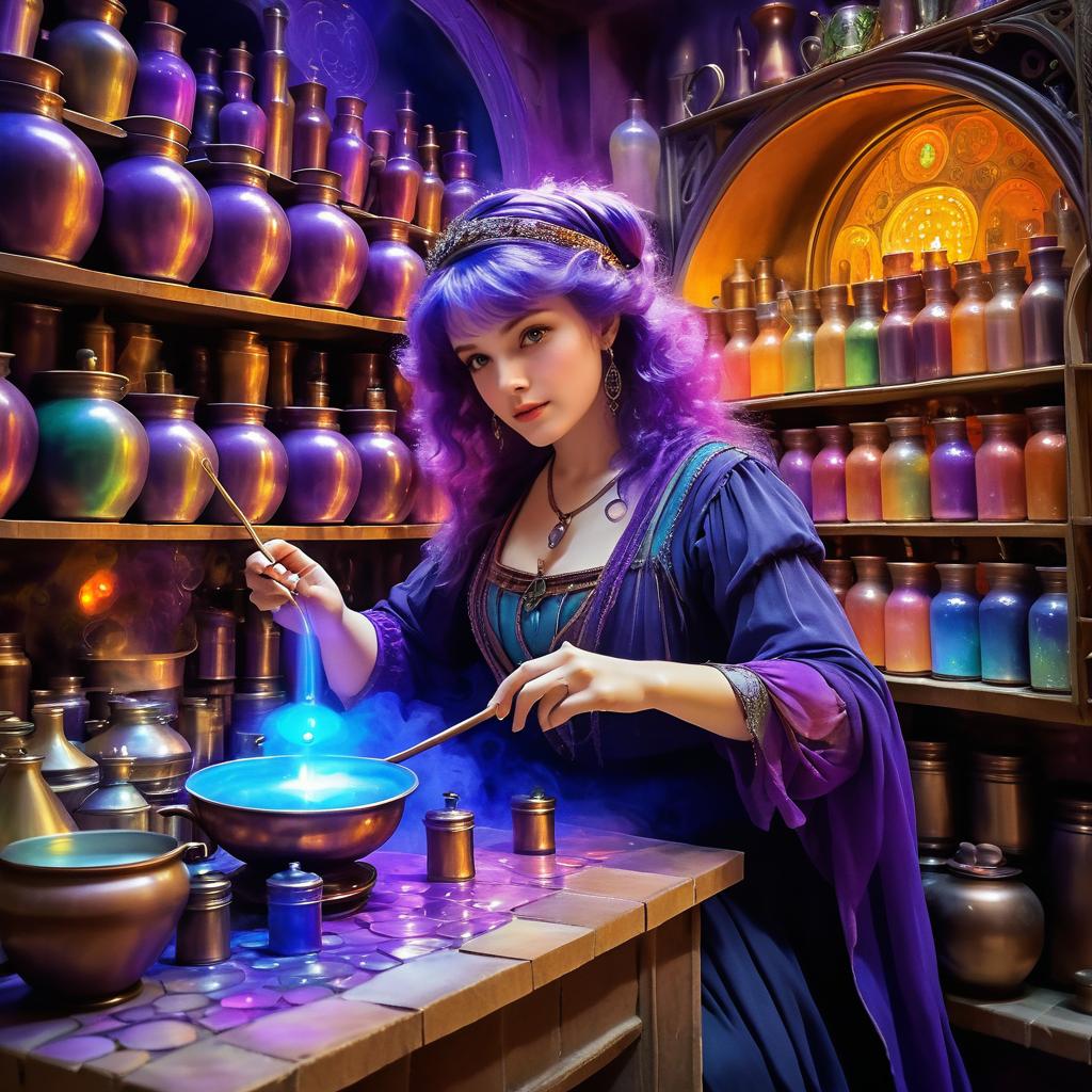 Mystical Witch in a Vintage Marketplace