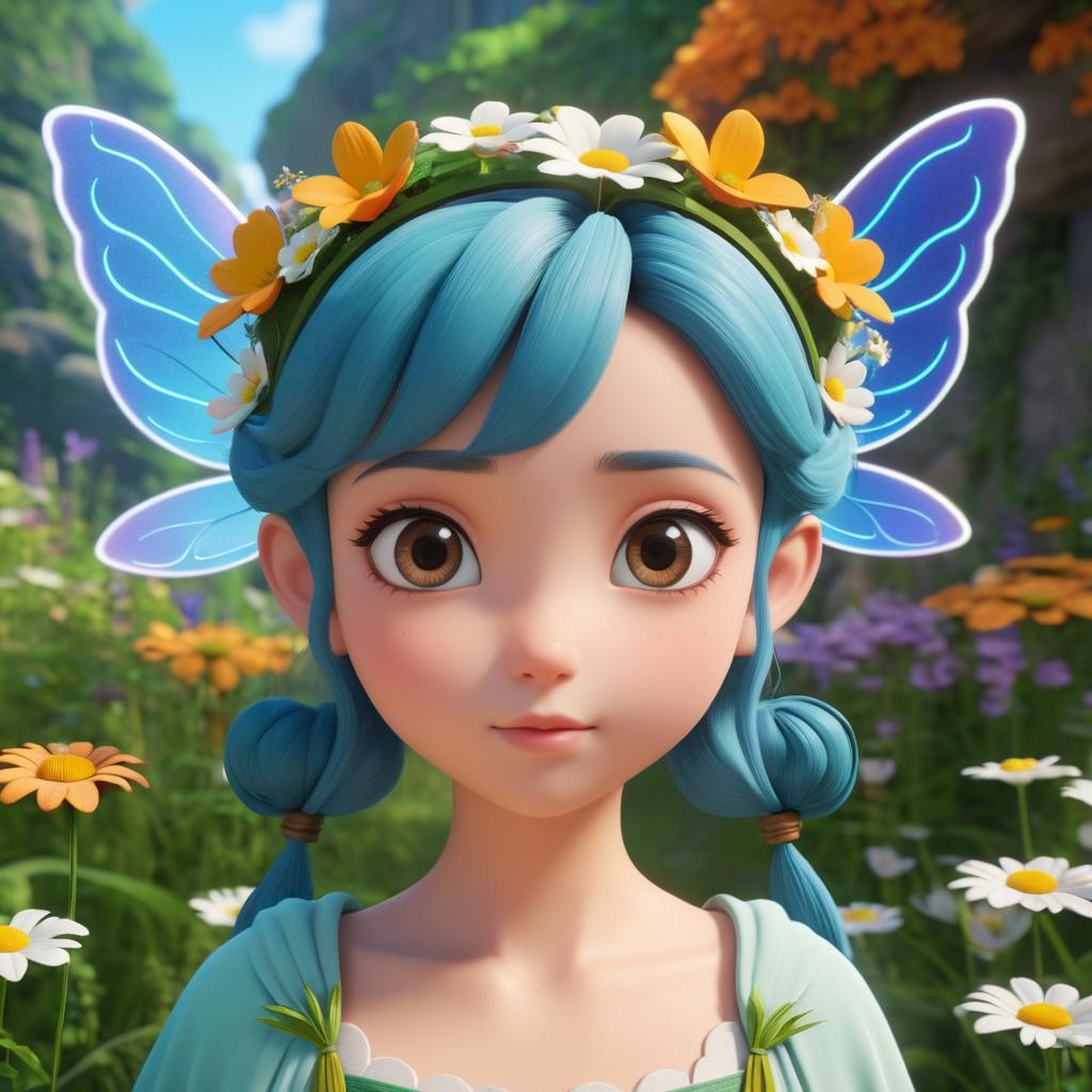 Enchanting Ghibli-Style Fairy Face Artwork