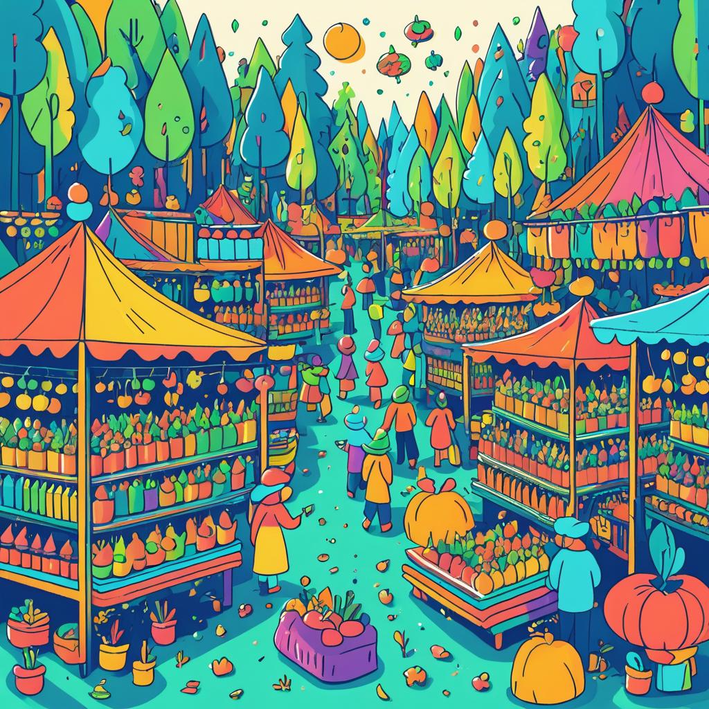 Whimsical Crayon Market in Fantasy Forest