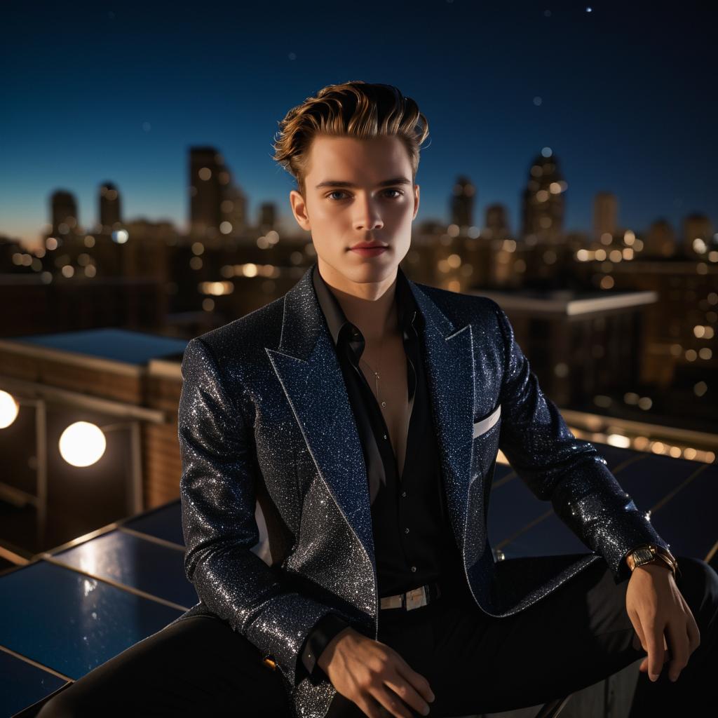 Stylish Young Man Under Starry Night