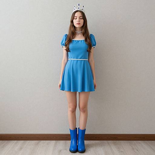 Blue Queen Costume Realistic Portrait