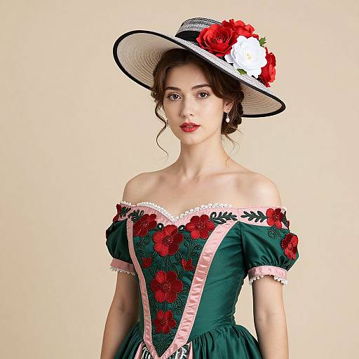 Elegant Victorian Woman in Green Gown