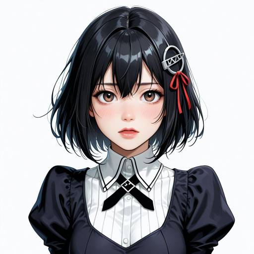 Charming Girl in Black Dress Portrait
