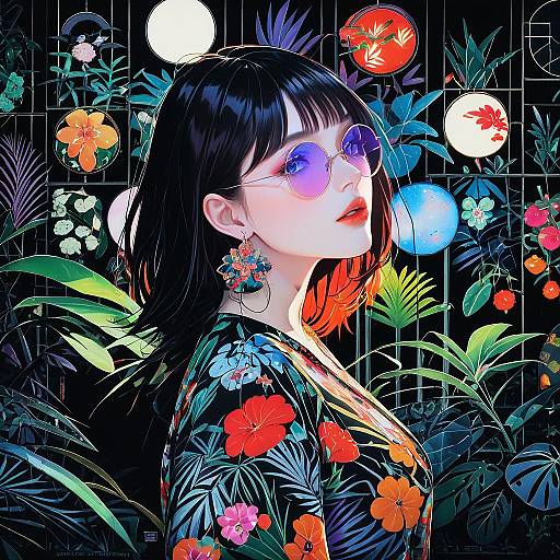 Night Glow: Girl with Colored Tongue