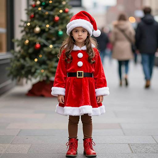 Festive Christmas Costume Portrait of Girl