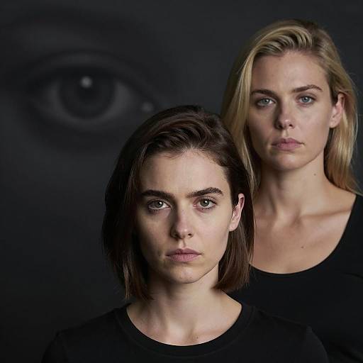 Intense Portrait of Women in Dark Atmosphere