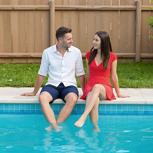 Couple Relaxing by Turquoise Pool